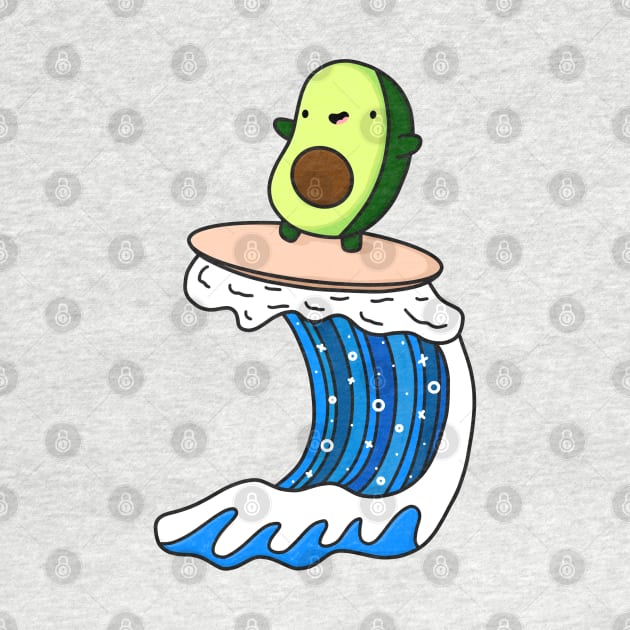 Funny Surfing Avocado by Sofia Sava